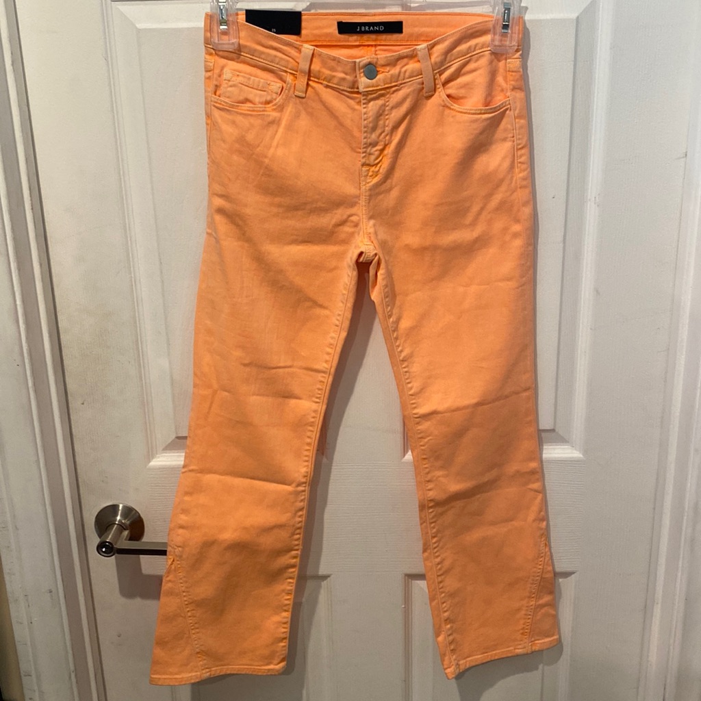 Nwot J Brand Cropped Ankle Denim Jeans Orange Pant Selena Bootcut Midrise Skinny